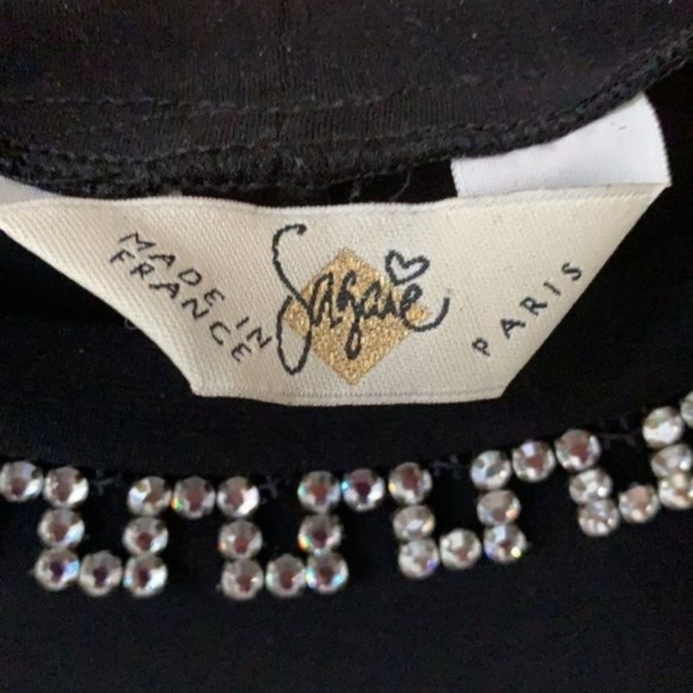 Black Sleeveless Rhinestone Blouse - Picture 6 of 8